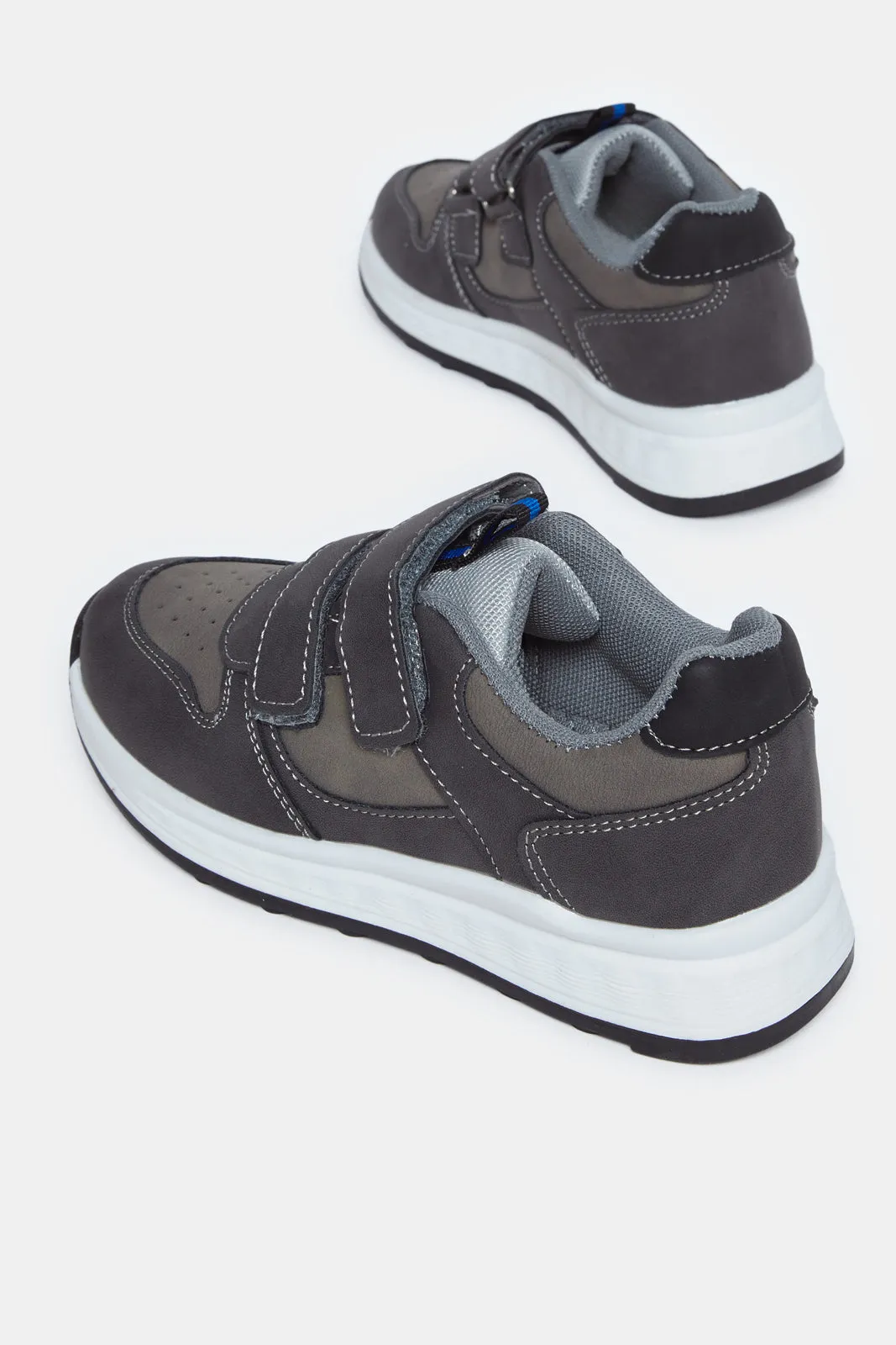 Senior Boys Charcoal Material Block Sneakers