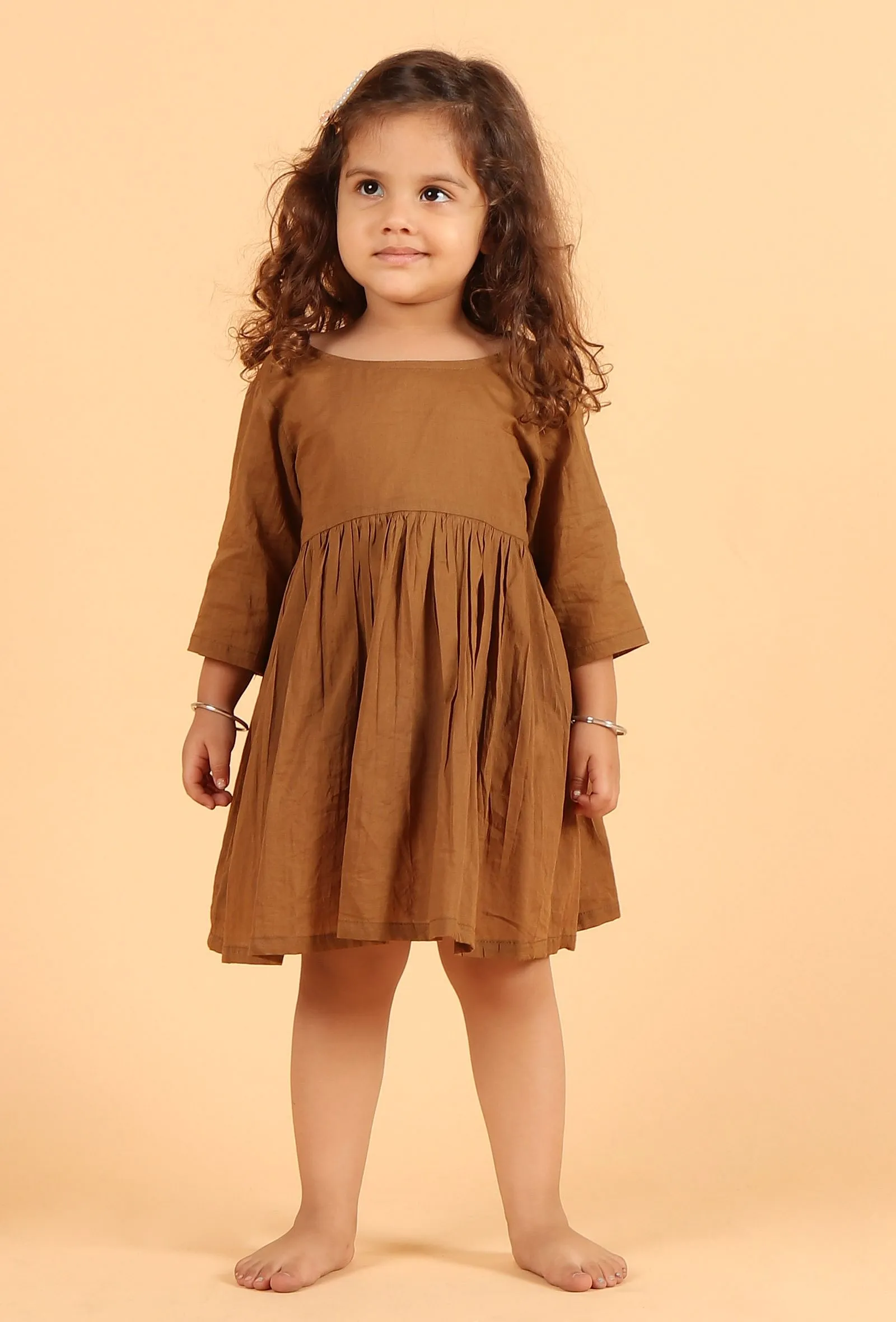 Set Of 2: Brown Mul Mul Short Dress With Shorts