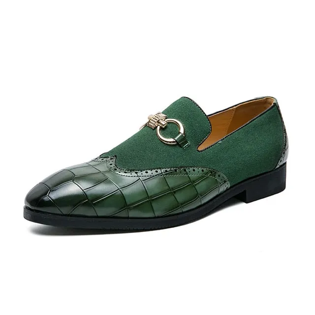 Stone Green Stitching Suede Shoes