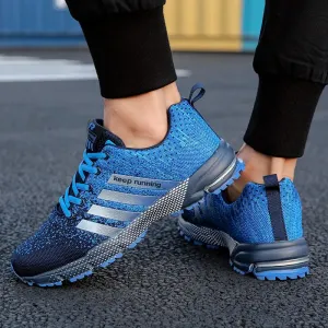 Striped Trainers Gradient Pattern Sneakers Breathable Running Sports Shoes