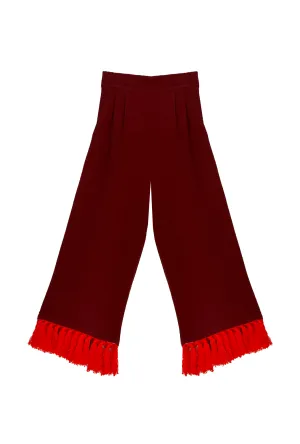 Tasseled Lounge Pants  - Maroon & Orange