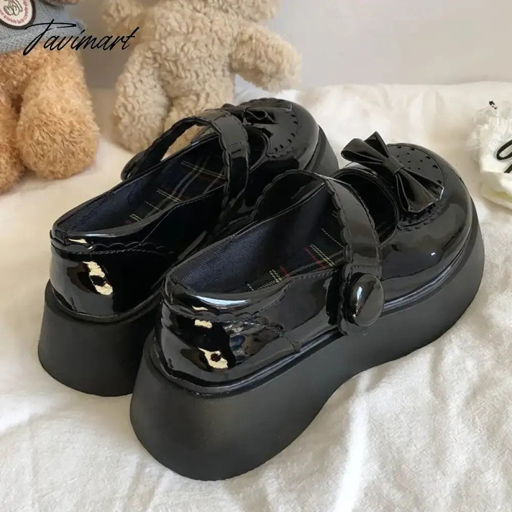 TAVIMART  -  Black Mary Jane Lolita Jk Uniform Shoes Girl Student Summer Platform Big Head Soft Girls Gothic Punk Anime Cosplay Goth Japanese