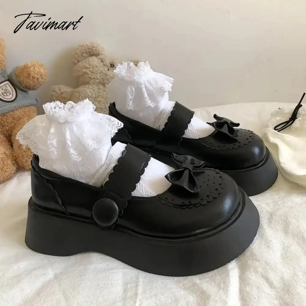 TAVIMART  -  Black Mary Jane Lolita Jk Uniform Shoes Girl Student Summer Platform Big Head Soft Girls Gothic Punk Anime Cosplay Goth Japanese