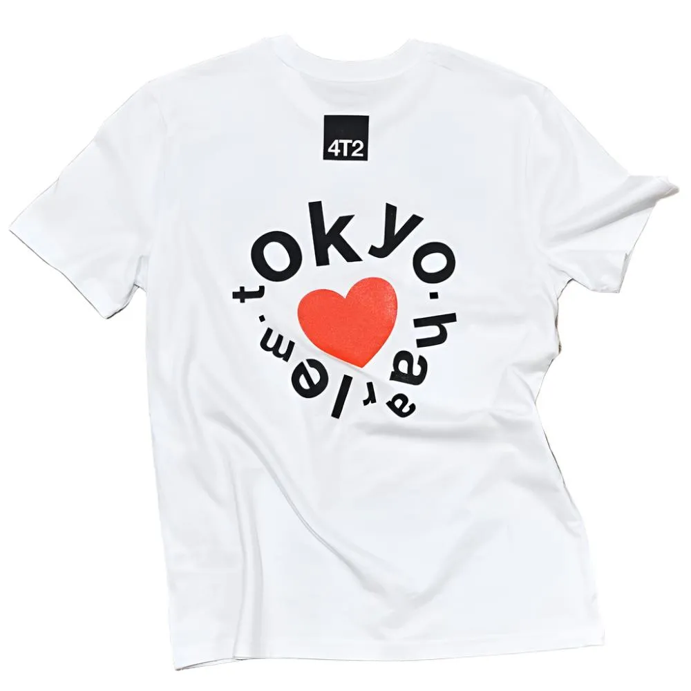 tee downbeat running, tokyo love on white.