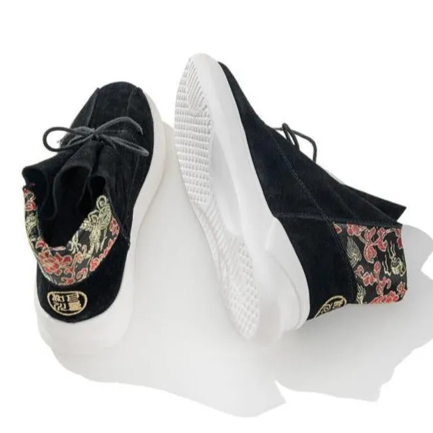 Totem Embroidery Genuine Leather Sports Shoes Retro Sneakers