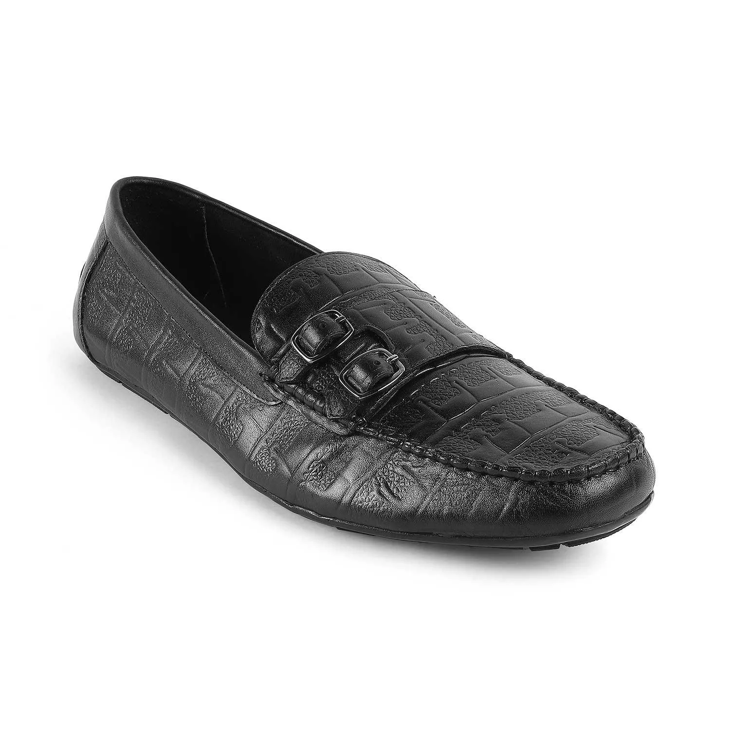 Tresmode Gioia Black Men's Double Monk Shoes