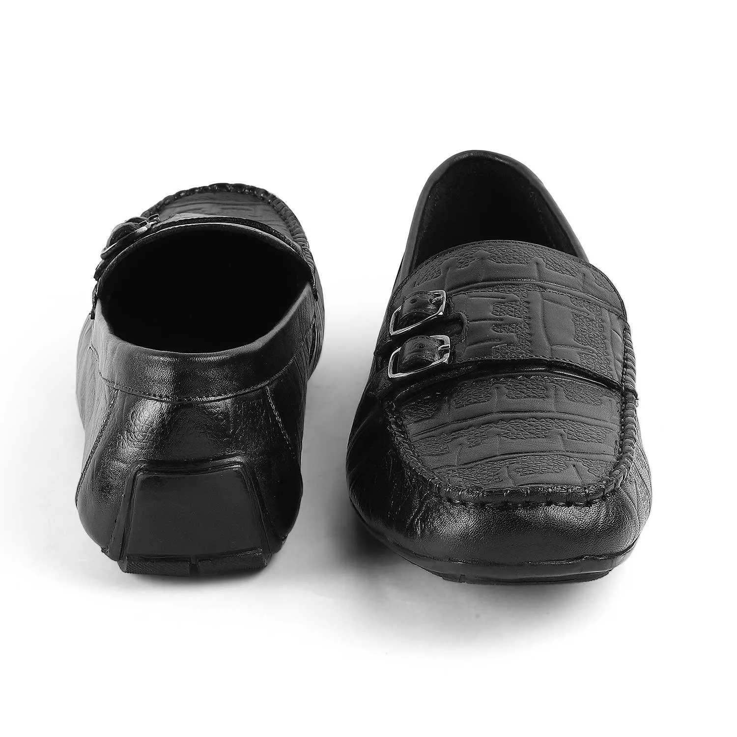 Tresmode Gioia Black Men's Double Monk Shoes