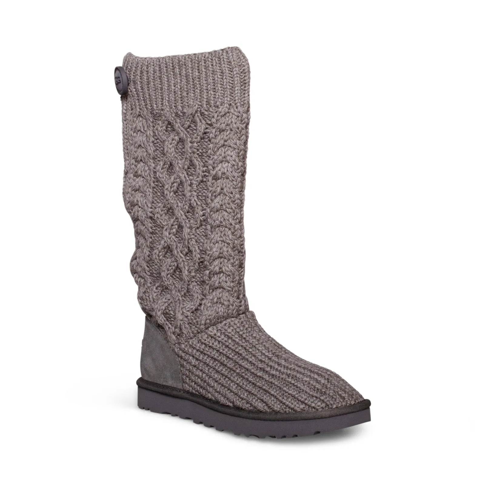 UGG Classic Cardi Cabled Knit Grey Boots - Women's