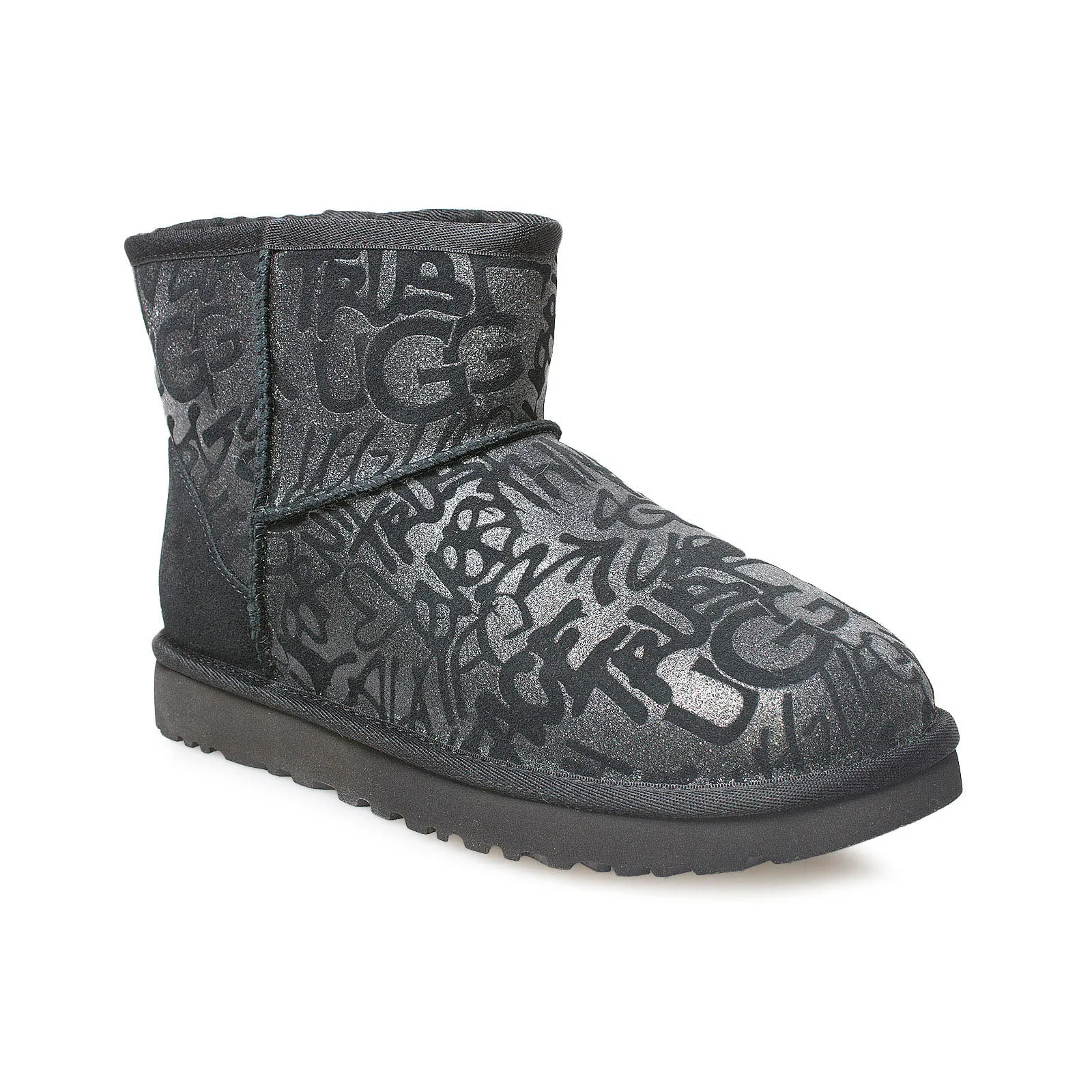 UGG Classic Mini Sparkle Graffiti Black Boots - Women's