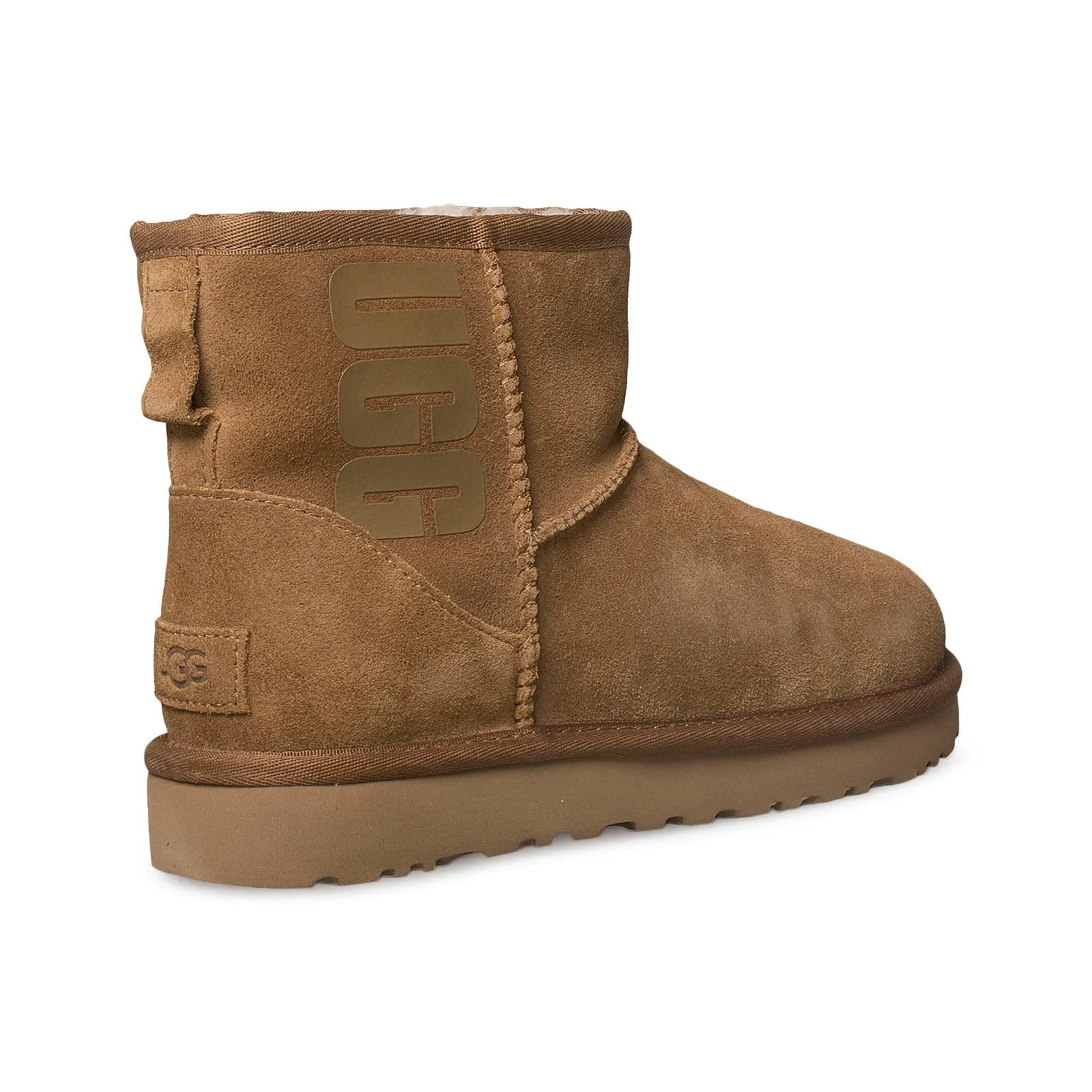 UGG Classic Mini UGG Rubber Logo Chestnut Boots - Women's