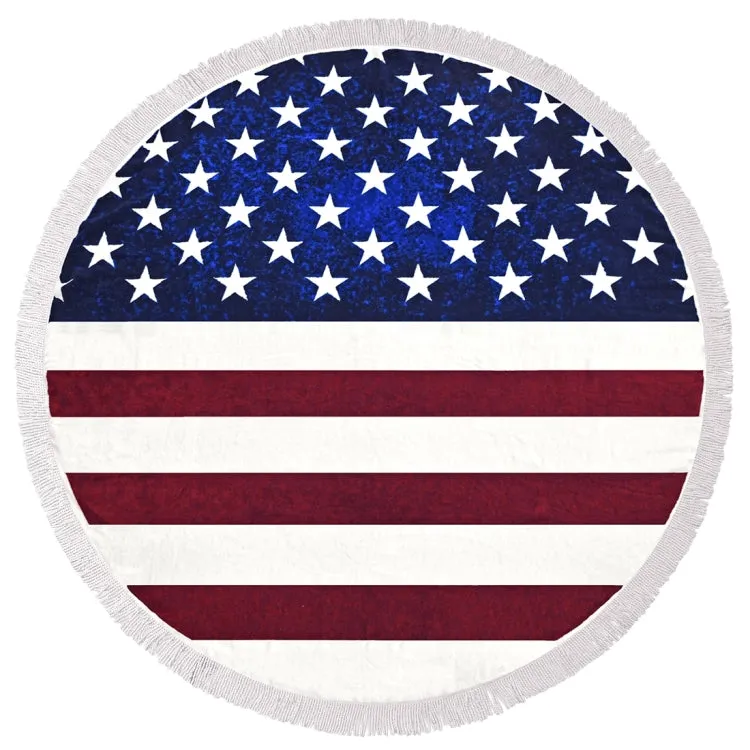 US Flag Pattern Tassel Round Summer Bath Towel Sand Beach Towel Shawl Scarf, Size: 150 x 150cm