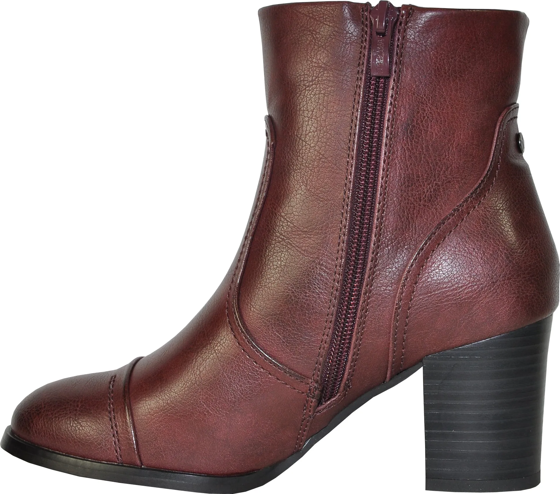 VANGELO Women Boot HF8402 Ankle Dress Boot Bordo Red