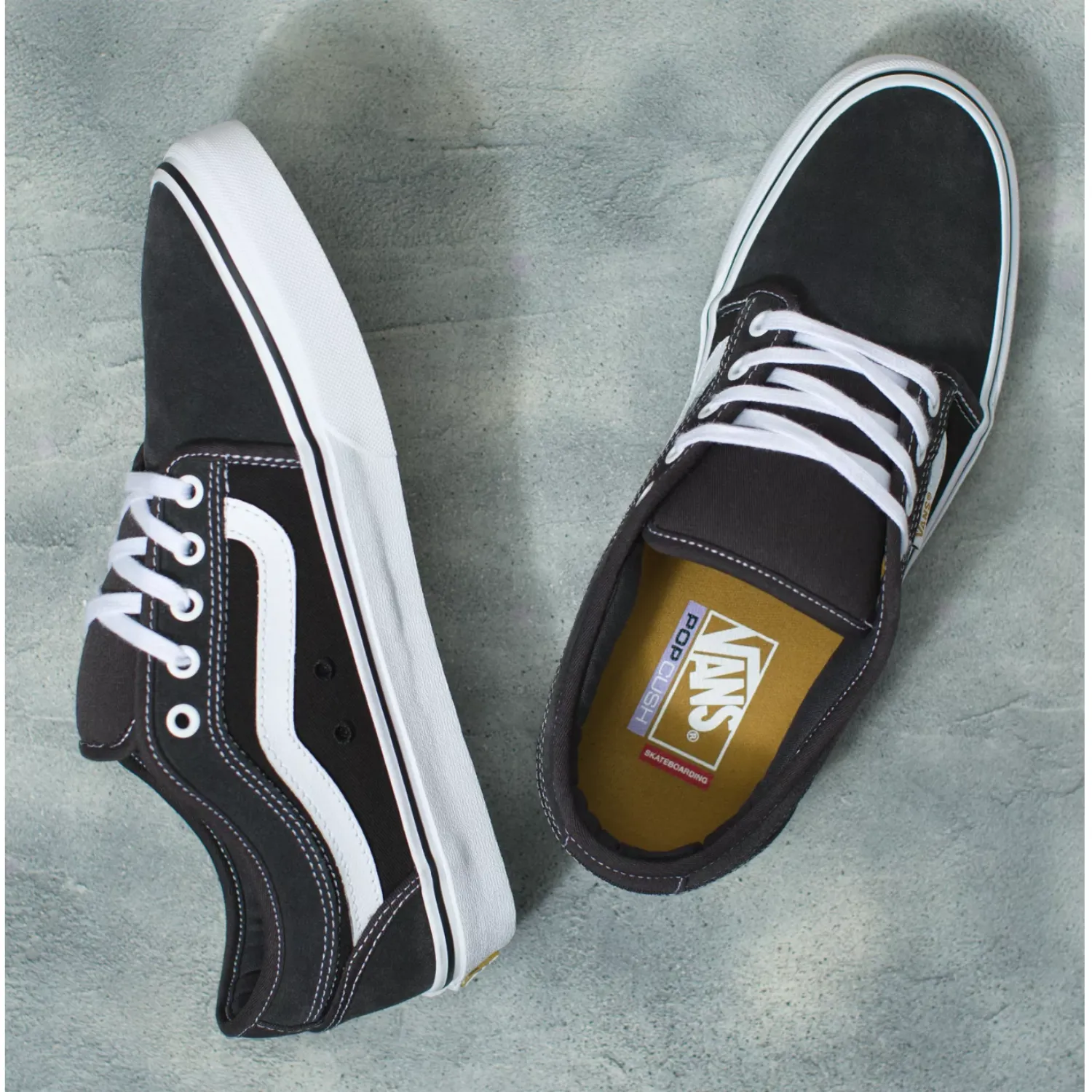 Vans Chukka Low Sidestripe (Twill) Raven/Black - Men's Skate Shoes