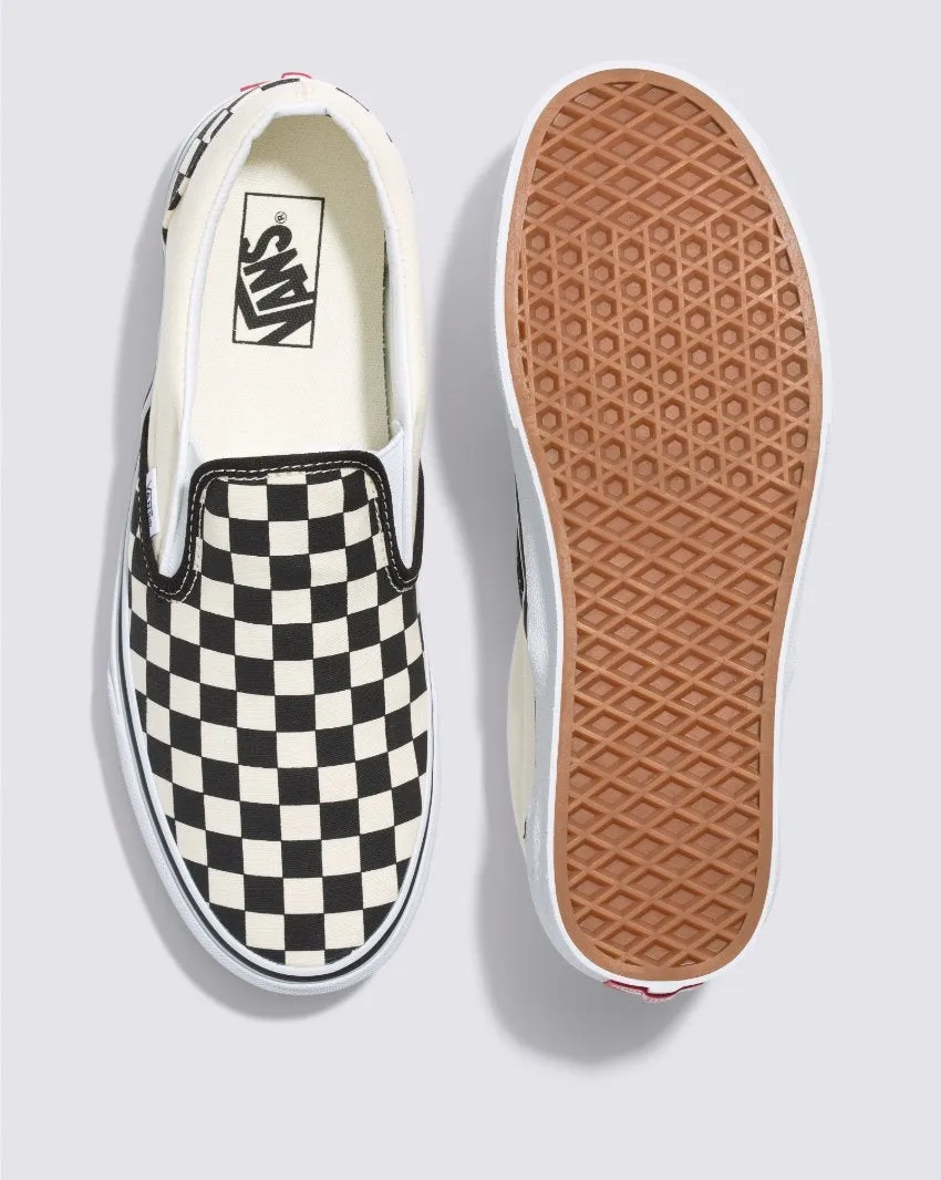 VANS UNISEX CLASSIC SLIP ON CHECK BLACK/WHITE CASUAL SNEAKER SHOES