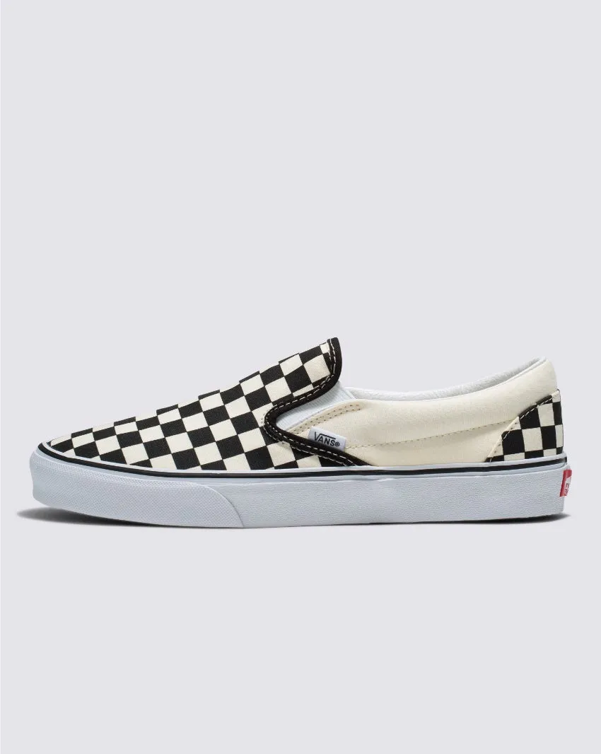 VANS UNISEX CLASSIC SLIP ON CHECK BLACK/WHITE CASUAL SNEAKER SHOES