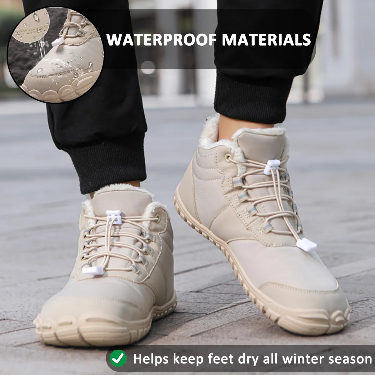 Warm Outdoor Leisure Snow Boots Non-slip & Waterproof Winter Barefoot Shoe (Unisex)