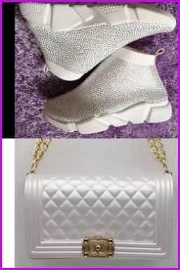 White Jelly Shoulder Bag And Sneakers Set