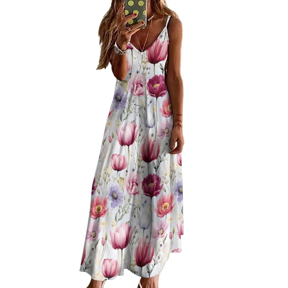 Wildflowers Spaghetti Strap Ankle-Length Dress Long dress