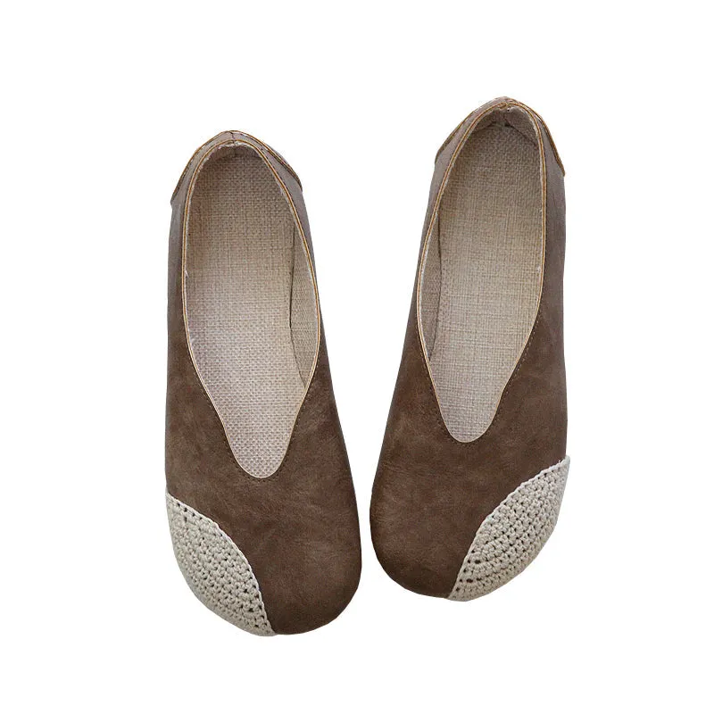 Women Retro Soft Round Head Casual Flats