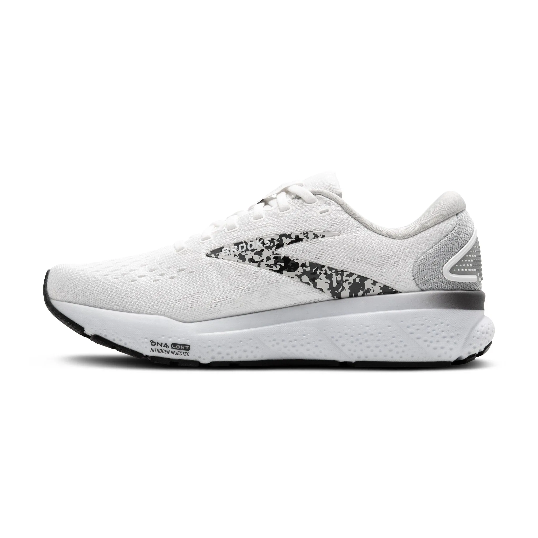 Women's Brooks Ghost 16 Road Running Shoe in White/Oyster/Lava