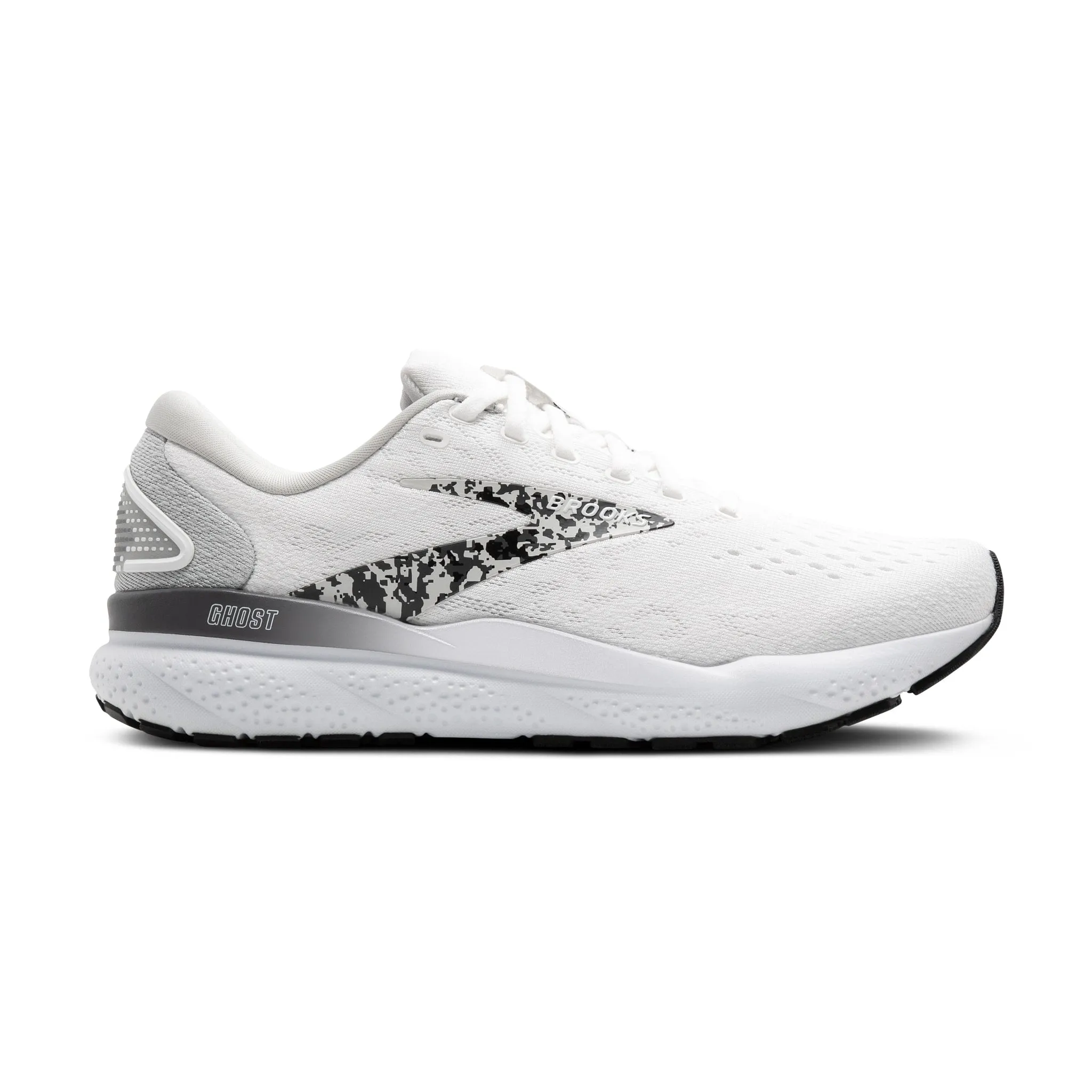 Women's Brooks Ghost 16 Road Running Shoe in White/Oyster/Lava