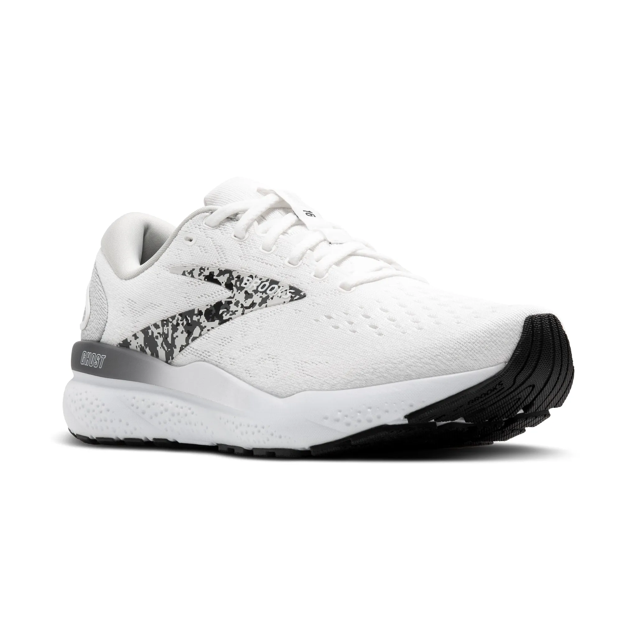 Women's Brooks Ghost 16 Road Running Shoe in White/Oyster/Lava