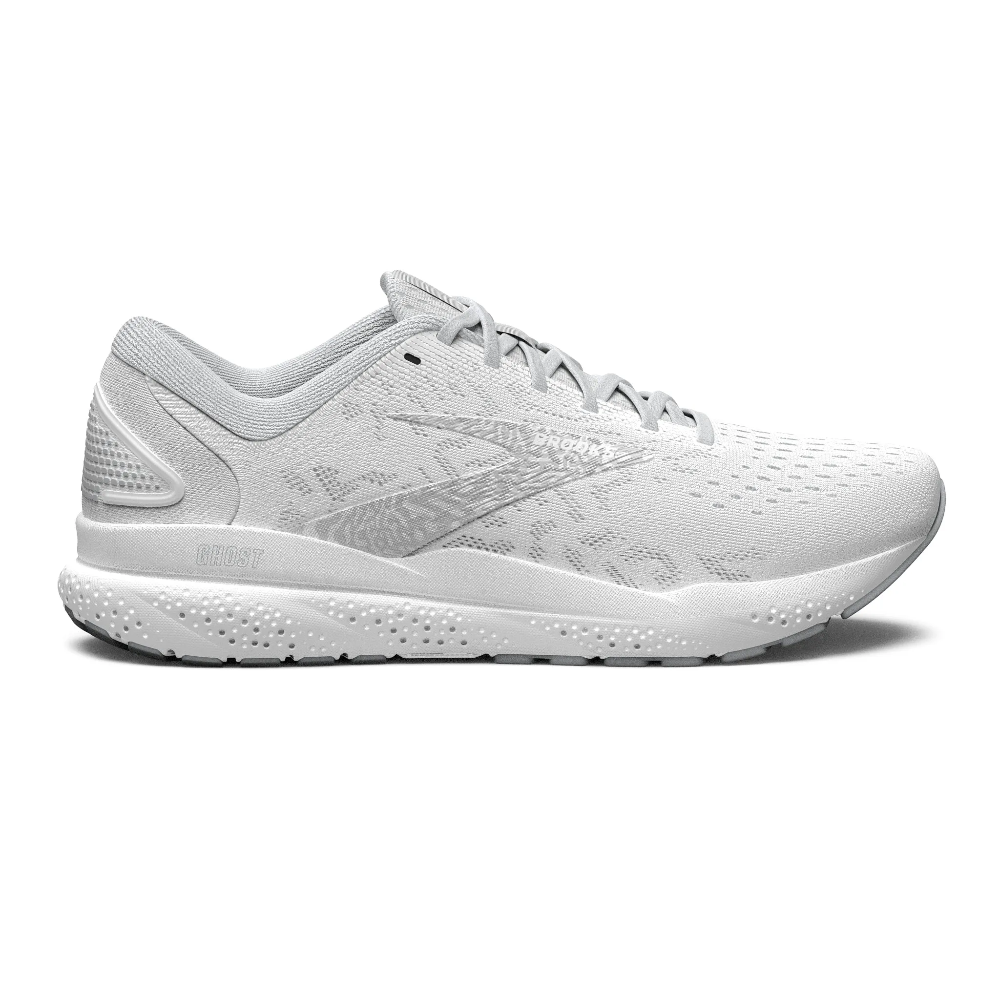 Women's Brooks Ghost 16 Road Running Shoe in White/White/Grey