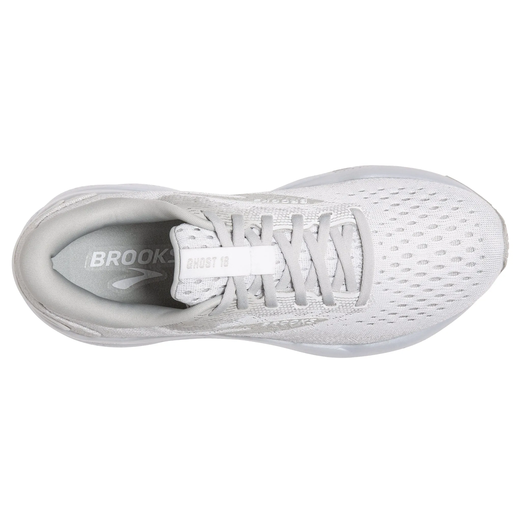 Women's Brooks Ghost 16 Road Running Shoe in White/White/Grey