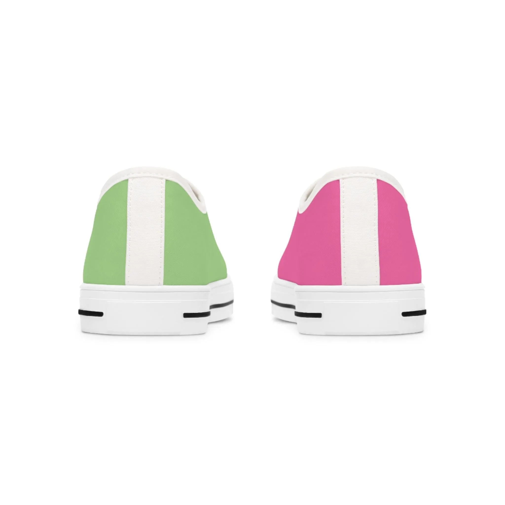 Women's Pink & Green Mismatched Low Top Sneakers