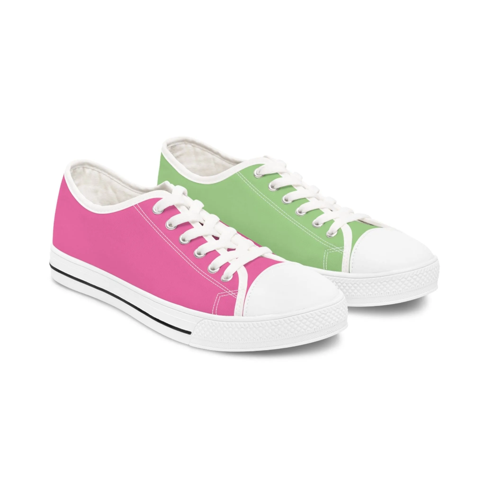 Women's Pink & Green Mismatched Low Top Sneakers