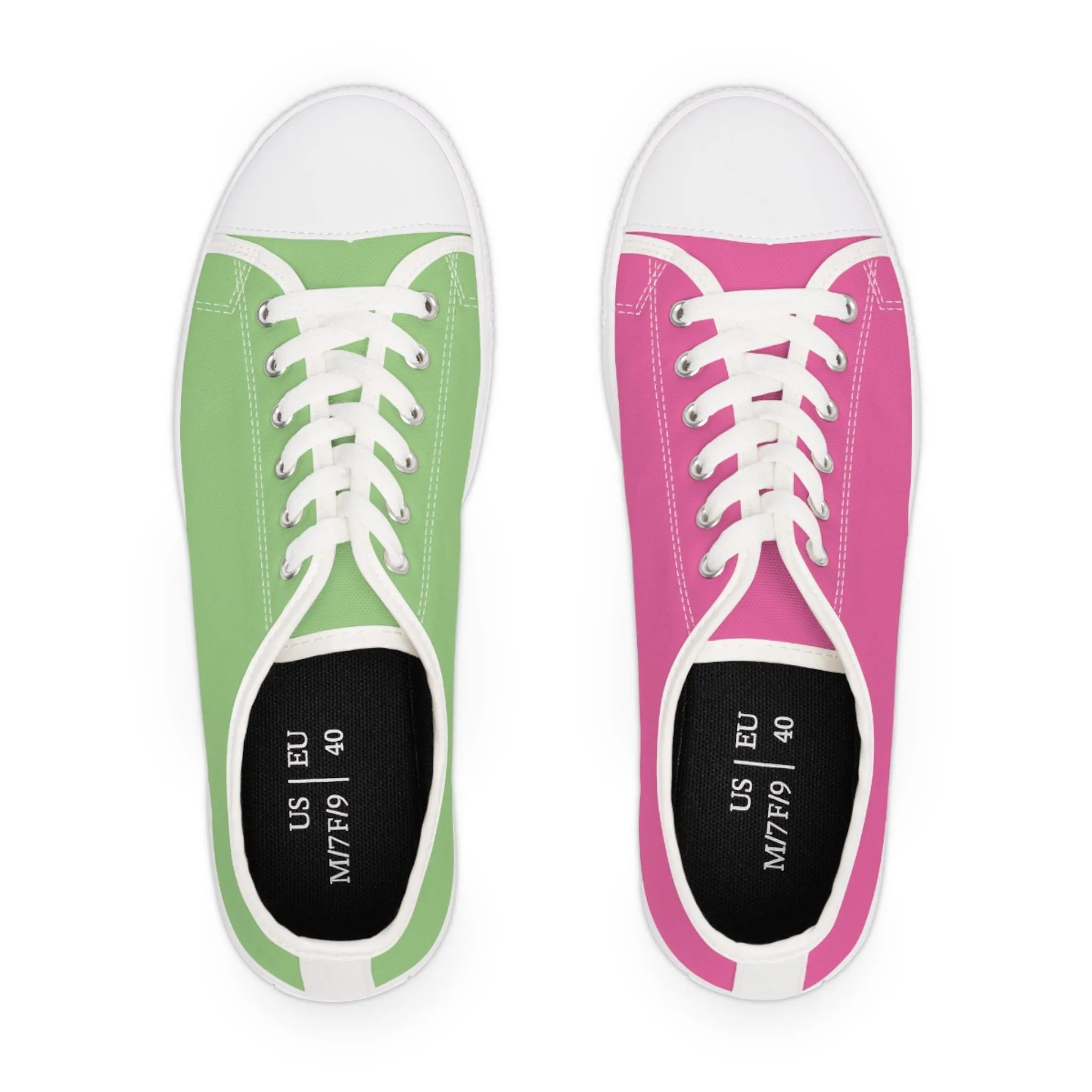 Women's Pink & Green Mismatched Low Top Sneakers