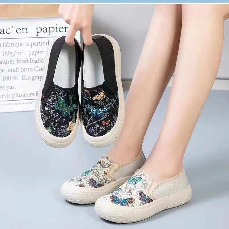 XIANGTUIBAO  One Piece Dropshipping New Casual and Comfortable Canvas Shoes Old Beijing Cloth Shoes Low-Cut Mom Shoes Lazy Shoes Female Student Shoes